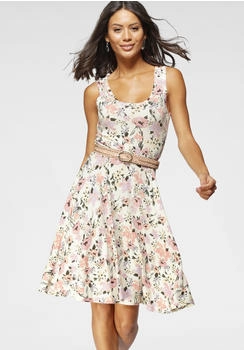 Laura Scott Damen Kleid beige rosa