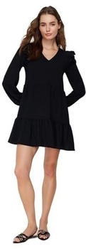 Trendyol Petite Mini Rüschenkleid V-Ausschnitt schwarz