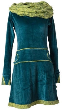 Vishes Samtkleid Kapuzenkragen türkis
