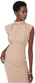 Trendyol Gerade Midi-ärmel Kleid camel