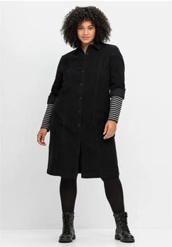 Sheego Hemdblusenkleid aus weichem Cord V-Ausschnitt Knopfleiste