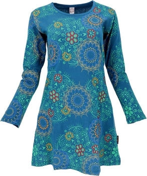 Guru-Shop Besticktes Boho chic Minikleid petrol