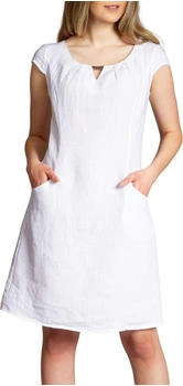 Caspar SKL040 Damen Leinenkleid knielang reißverschluss ausschnitt