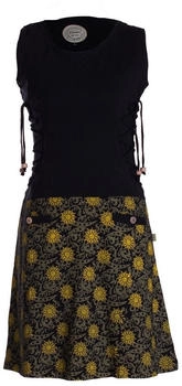 Vishes Blumen-Kleid Tunika-Kleid schwarz