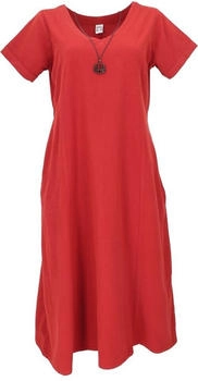 Guru-Shop Midikleid weiches bequemes Baumwollkleid rot