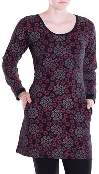 Vishes Tunikakleid Leichtes Langarmshirt-Kleid schwarz