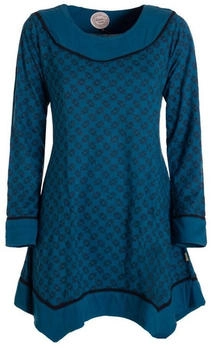 Vishes Langarm Tunika Shirt-Kleid Ethno Zipfel-Bluse türkis