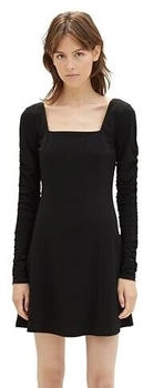 Tom Tailor Denim Damen Mini-Kleid Carree-Ausschnitt Raffung deep black