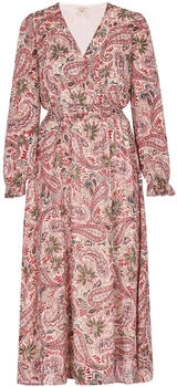 Usha Damen Kleid beige dunkelgrün rot schwarz