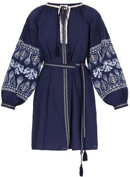 Usha Damen Sommerkleid marine hellblau weiß