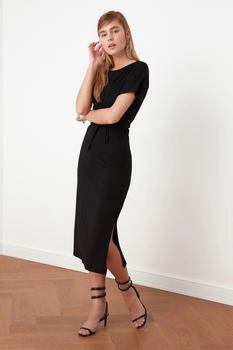 Trendyol Detailed Knitted Ties Kleid schwarz