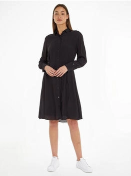 Tommy Hilfiger Blusenkleid FLUID VISCOSE CREPE KNEE DRESS Logopatch schwarz Tommy Hilfiger Blusenkleid FLUID VISCOSE CREPE KNEE DRESS Logopatch schwarz