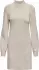 Jacqueline de Yong Strickkleid Loose fit hoch geschlossen voluminöse Ärmel kurz grau