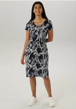 Aniston Damen Sommerkleid marine wei&szlig;