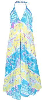 Guru-Shop Maxikleid Batik-Druck hellblau