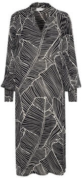 Kaffe Blusenkleid KAgenette schwarz taubengrau Blattprint