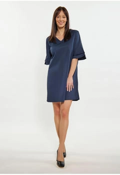 Usha Kleid Dunkelblau Basic