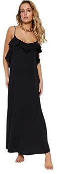 Trendyol Maxi-strandkleid schwarz gewebtem Volant