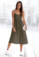 LASCANA Sommerkleid "aus Leinenmix mit Baumwolle" Ohne Taschen elegantes Midikleid,