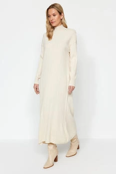 Trendyol Strickkleid Stehkragen stein