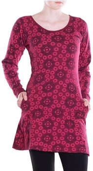 Vishes Tunikakleid Leichtes Langarmshirt-Kleid dunkelrot