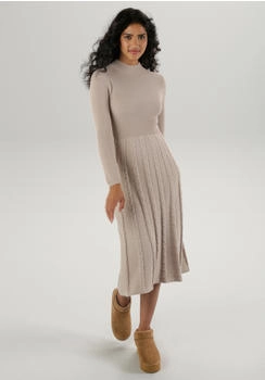 Aniston Strickkleid Zopfstrickmuster beige