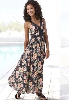 Buffalo Maxikleid Blumenmuster und Spitze schwarz