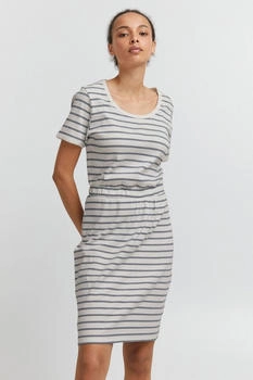 ICHI Kleid 'Louisany' nachtblau weiß