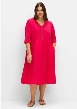Sheego Kleid Häkelspitze pink