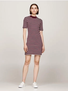 Tommy Hilfiger Slim Cody Dress Mock-Kragen breton stp deep rouge ecru