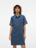 Vero Moda Jeanskleid "VMJENNIE SS SHORT DENIM DRESS NOOS" Brusttaschen