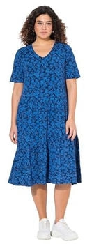 Ulla Popken Kleid asymmetrischer Volants pfauenblau