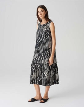 Opus Trägerkleid WICY PALM LEAVES bedruckt A-Linie Volant schwarz