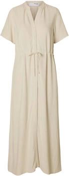 Selected hemdblusenkleid v-ausschnitt verdeckte knopfleiste 200210 sandshell