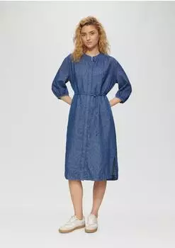 s.Oliver Relaxed-Fit-Midikleid mit Eingrifftaschen und Raff-Details blau 2163657.58Y6.