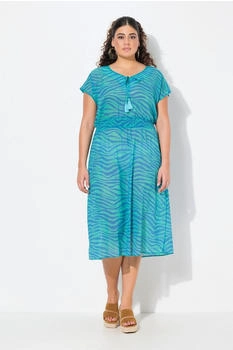 Ulla Popken Midikleid Zebramuster A-Linie V-Ausschnitt