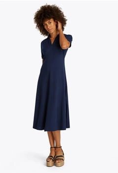 Tommy Hilfiger Polokleid Lyocell Midi-Länge dark night navy