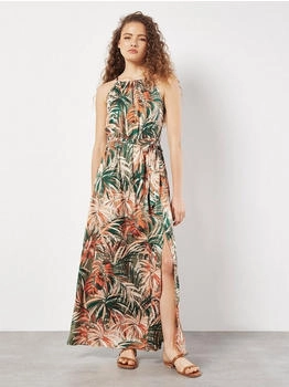 Apricot Maxikleid Bindegürtel oliv
