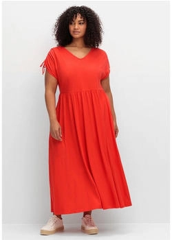 Sheego Jerseykleid Tunnelzug am Ärmel rot