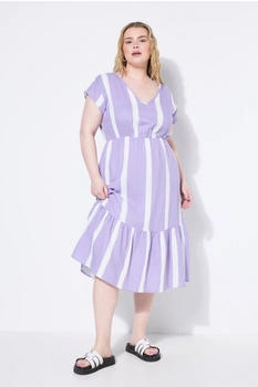 Studio Untold Midikleid Musselin Streifen lavendel schwarz