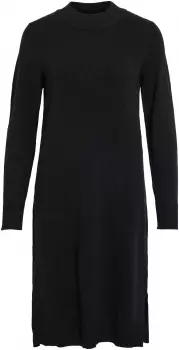 Vila Viril Crew Neck L S Midi Kleid schwarz