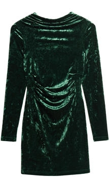 Superdry Langärmeliges Minikleid aus Samt tiefstes grün