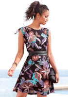 Vivance Jerseykleid "mit gro&szlig;em Blumendruck" Ohne Taschen leichtes Sommerkleid,