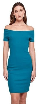 Urban Classics Ladies Off Shoulder Rib Dress watergreen