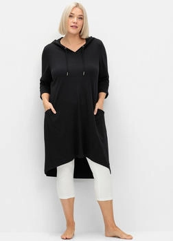 Sheego Kapuzenkleid Vokuhila-Saum schwarz