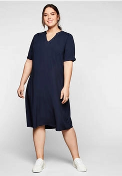 Sheego Viskose Kleid A-Linie blau marine