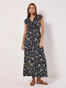 Apricot Maxikleid Blumenmuster navy
