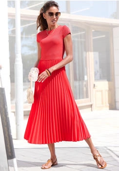 Lascana Midikleid Plisseerockteil basic rot