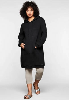 Sheego Shirtkleid Kapuze Kängurutasche schwarz