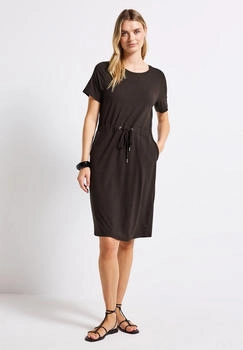 Street One Jersey-Kleid Tunnelzug deep roast braun
